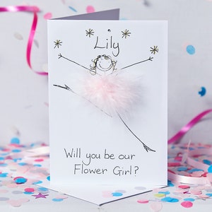 ¿Serás mi niña de las flores? Tarjeta 3D hecha a mano, personalizada, única, feliz, de calidad.