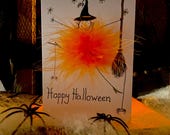 3D pluizige Halloween handgemaakte, unieke, leuke gepersonaliseerde kaart,