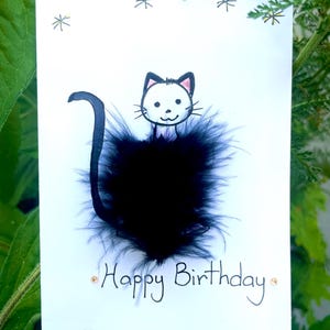 Carte d'anniversaire chat 3D personnalisée faite main, amusante, duveteuse