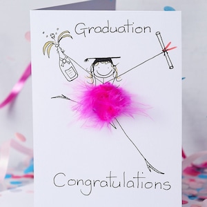 Graduation Card for her, Handmade, personalised, fun, fluffy, 3D unique, happy and high quality gift