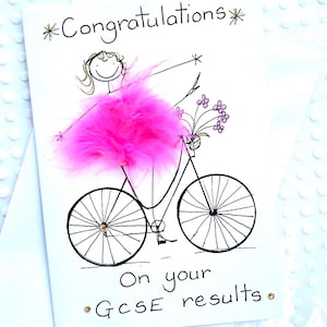 Tarjeta de felicitación 3D personalizada con los resultados de los GCSE para ella