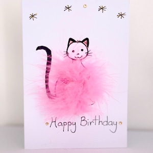 Carte d'anniversaire chat 3D personnalisée faite main, amusante, duveteuse