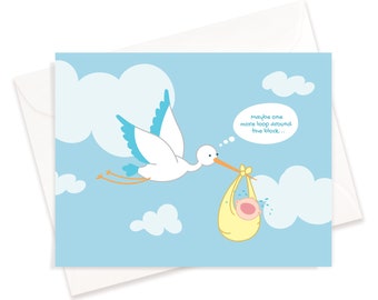 Stork and Baby Card | New Baby | Funny Card