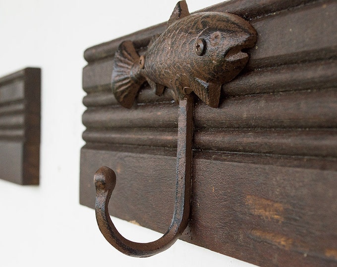 Fish Coat Hooks 2 Cast Iron Hooks Rustic Coat Hooks Hat Etsy