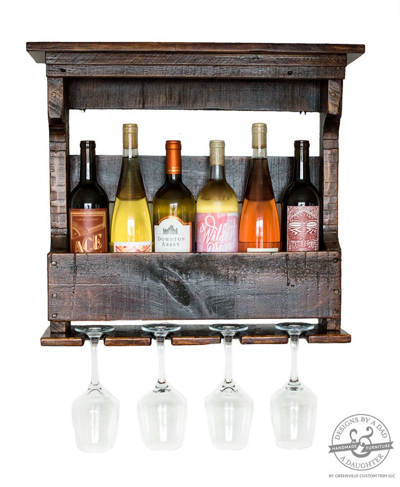 Dark Rustic Wine Rack Housewarming Gift Wine Holder Reclaimed Wood Pallet Wine Rack