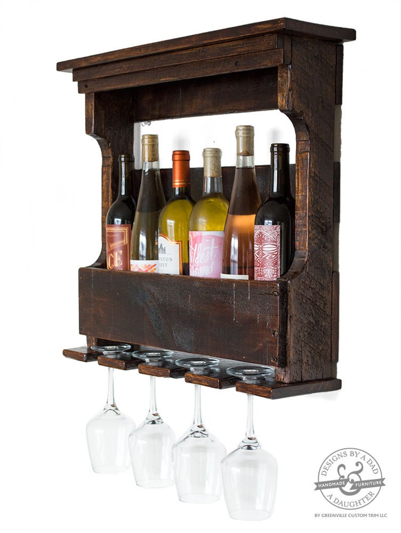 Dark Rustic Wine Rack Housewarming Gift Wine Holder Reclaimed Wood Pallet Wine Rack