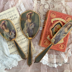 Vintage 1940s Dresser Vanity Set, Hair Brush, Hand Mirror, Gainsborough, Original Box, Dressing Table Decor, Regency, Shabby Chic