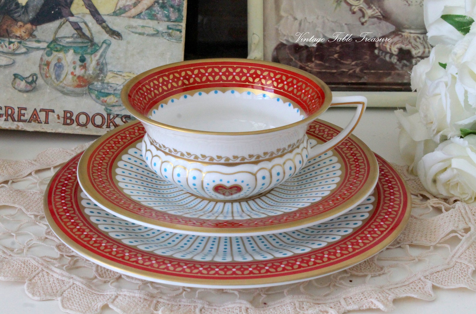 A Stunning Wedgwood Queen of Hearts Tea Cup Trio in Original Etsy