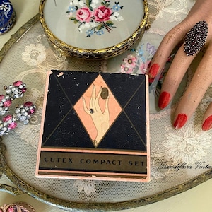 Vintage 1930s Cutex Compact Manicure Set in Box with Brochure, Vanity Dressing Table Decor, Art Deco, Coquette