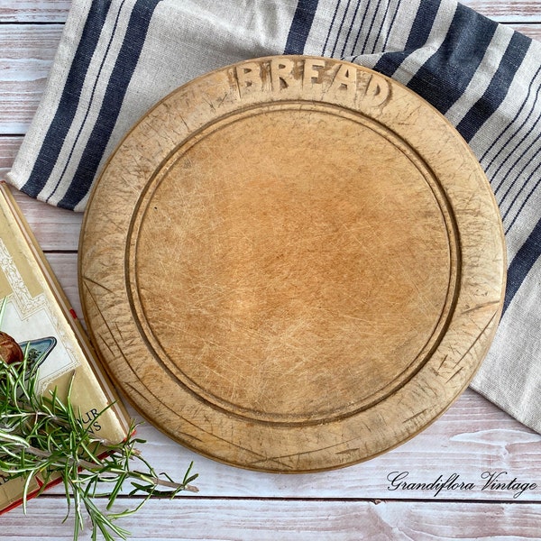 A Lovely Antique Carved Treen Wooden Bread Board, Rustic Farmhouse Kitchen, c1890, Vintage Cutting Board, Victorian