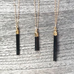 Black Tourmaline Gold Necklace // Black Tourmaline Pendant Necklace // Black Tourmaline Necklace image 4