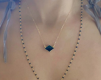 Black Tourmaline Gold Necklace // Black Tourmaline Necklace // Black Tourmaline Pendant Necklace