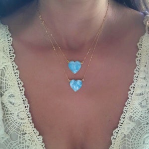 Larimar Heart Gold Necklace // Larimar Heart Necklace // Larimar Gold Necklace image 5