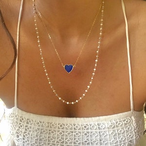 Gouden lapis-ketting // lapis-hartketting // Gouden lapis-hartketting
