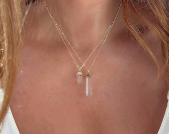 Lemurian Quartz Necklace // Clear Quartz Necklace // Clear Quartz Bar Necklace // Quartz Amplifying Necklace // Quartz Pendant Necklace