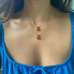 Carnelian Necklace // Carnelian Gold Necklace // Carnelian Oval Pendant Necklace