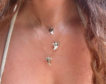 Waterproof Shark Tooth Necklace // Gold Shark tooth Necklace // Non-Tarnish Gold Shark Tooth Necklace