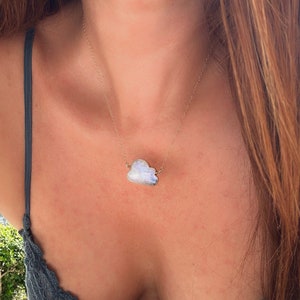 Rainbow Moonstone Cloud Necklace // Cloud Necklace // Large Moonstone Cloud Necklace // White Cloud Gold Necklace