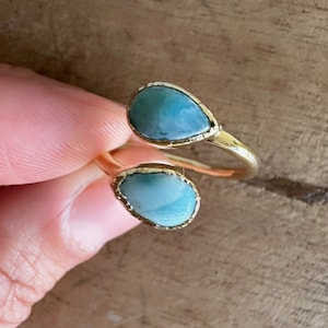 Larimar Gold Ring // Larimar Vermeil Gold Ring // Larimar Wrap Ring