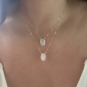 Selenite Gold Necklace // Selenite Necklace // Selenite Oval Necklace
