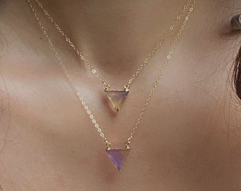 Ametrine Gold Necklace // Ametrine Triangle Necklace // Ametrine Necklace