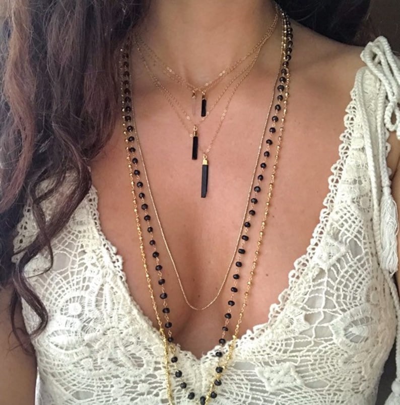 Black Tourmaline Gold Necklace // Black Tourmaline Pendant Necklace // Black Tourmaline Necklace image 5