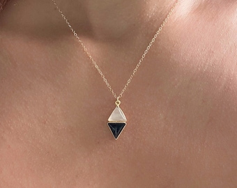 Zwarte toermalijn seleniet ketting//bescherming ketting//zwarte toermalijn seleniet gouden ketting