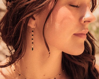 Black Onyx Dangle Earrings // Black Onyx Earrings //