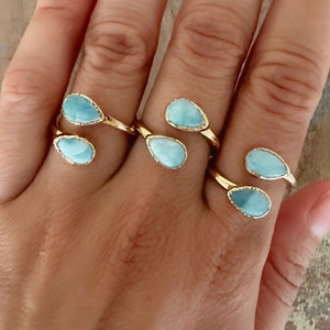 Larimar Gold Ring // Larimar Wrap Ring // Larimar Teardrop Ring