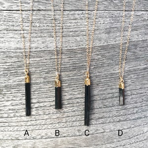 Black Tourmaline Gold Necklace // Black Tourmaline Pendant Necklace // Black Tourmaline Necklace image 2