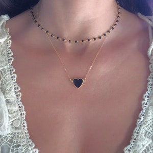 Black Onyx Heart Gold Necklace // Black Onyx Heart Necklace // Black Onyx Pendant Necklace // Black Onyx Necklace