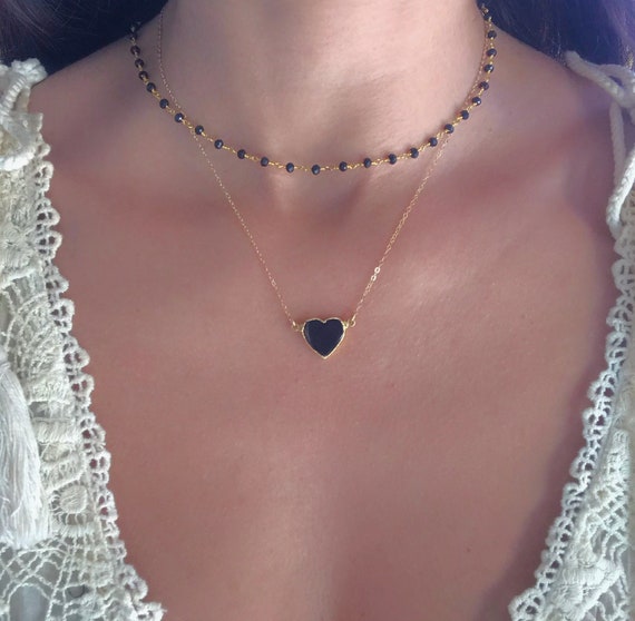 Diamond & Black Onyx Heart Pendant | Lux Bond & Green