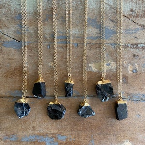 Noble Shungite Necklace // Gold Shungite Necklace // Shungite Necklace // Elite Nobel Shungite Gold Necklace // EMF Protection Necklace image 2