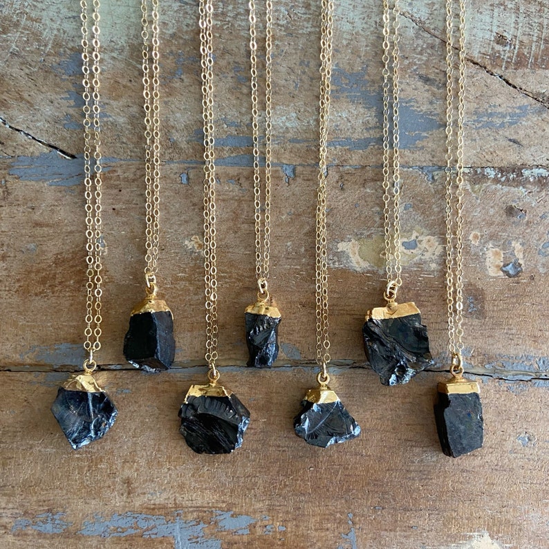 Noble Shungite Necklace // Gold Shungite Necklace // Shungite Necklace // Elite Nobel Shungite Gold Necklace // EMF Protection Necklace image 2