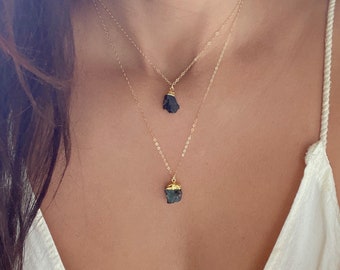 Edle Schungit Halskette // Gold Schungit Kette // Gold Kette // Elite Edelstein Schungit Gold Kette // EMF Schutz Kette