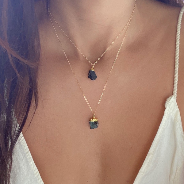 Noble Shungite Necklace // Gold Shungite Necklace // Shungite Necklace // Elite Nobel Shungite Gold Necklace // EMF Protection Necklace