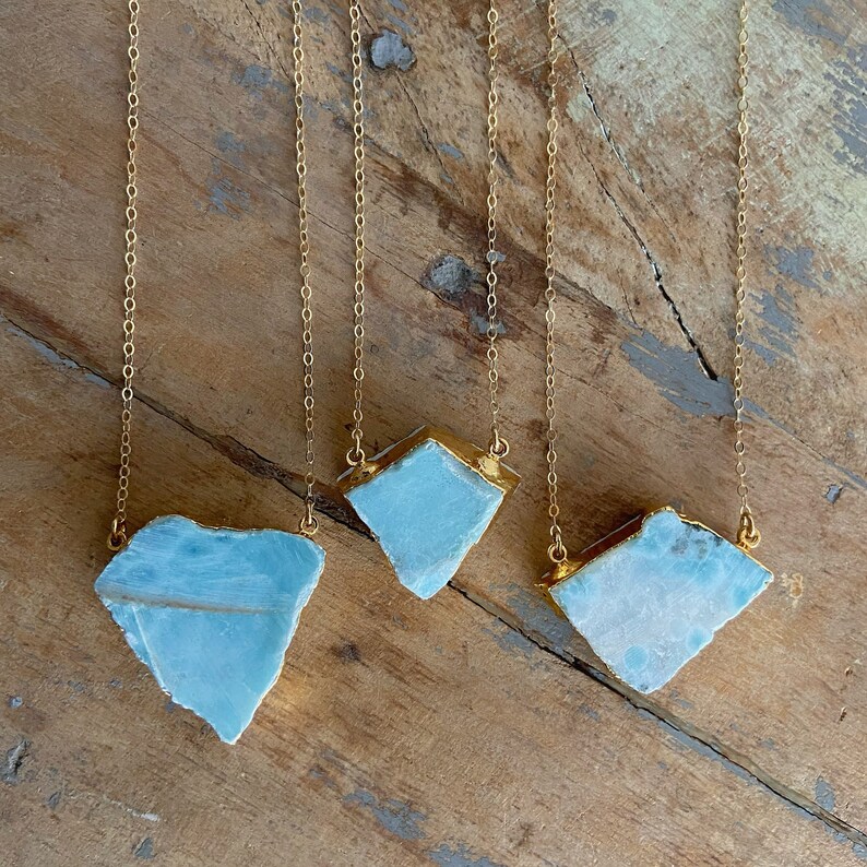 Larimar Necklace // Larimar Pendant Gold Necklace // Larimar Etsy