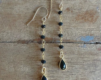 Black Onyx Dangle Earrings // Black Onyx Earrings //