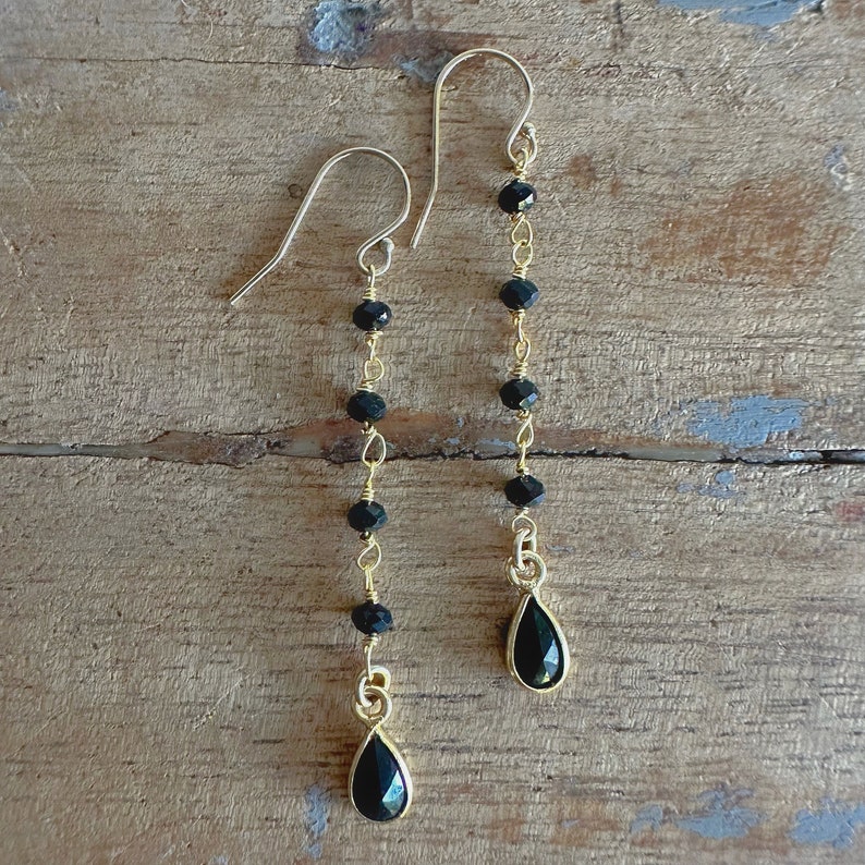 Schwarzer Onyx Ohrringe // Schwarzer Onyx Ohrringe // Schwarzer Onyx Lange Ohrringe // Schutz Ohrringe // Geschenk für Sie // Geschenk für Freundin Bild 3