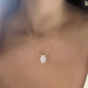 Selenite Gold Necklace // Selenite Necklace // Selenite Oval Necklace