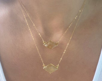 Citrine Gold Necklace // Citrine Necklace // Citrine Pendant Necklace