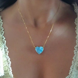 Larimar Heart Gold Necklace // Larimar Heart Necklace // Larimar Gold Necklace image 3