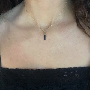 Black Tourmaline Gold Necklace // Black Tourmaline Pendant Necklace // Black Tourmaline Necklace image 3