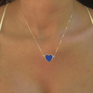 Gold Lapis Necklace // Lapis Heart Necklace // Gold Lapis Heart Necklace