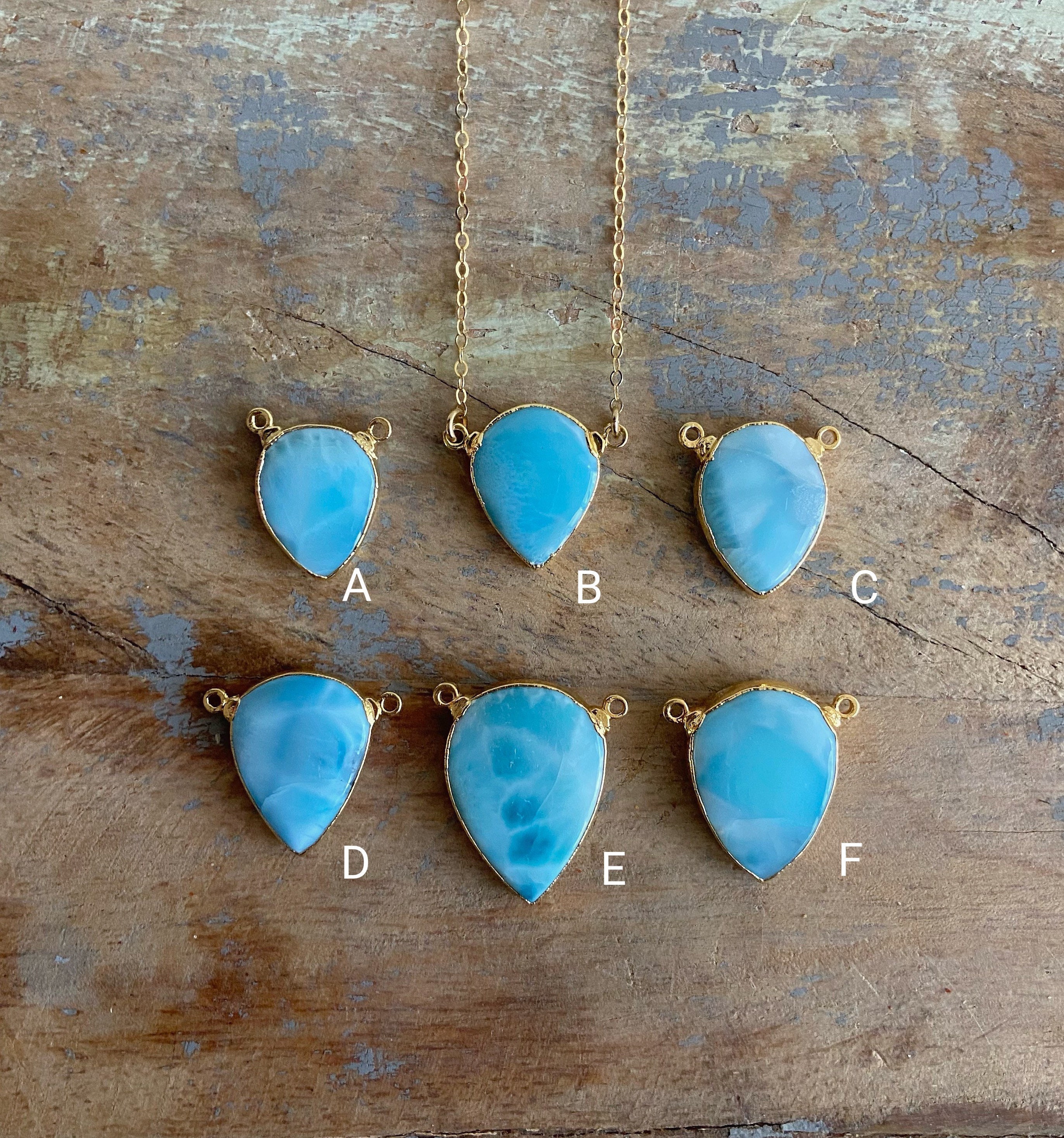 Larimar Gold Necklace // Larimar Necklace // Larimar Pendant Etsy