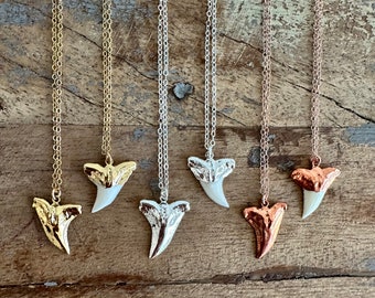 Gold Shark Tooth Necklace // Silver Shark tooth Necklace // Waterproof Gold Shark Tooth Necklace