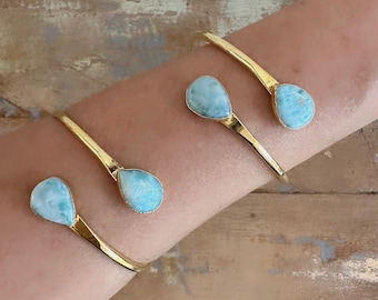 Larimar Cuff Bracelet // Gold Larimar Cuff Bracelet // Larimar Gold Bracelet // Larimar Gold Bangle Bracelet