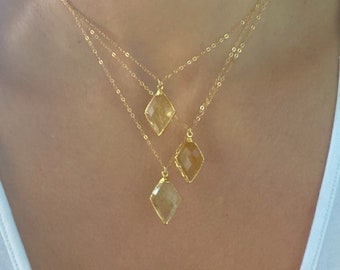 Citrin Gold Halskette // Citrin Anhänger // Citrin Anhänger
