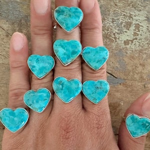 Turquoise Silver Heart Ring // Turquoise Heart Ring // Heart Ring // Large Turquoise Heart Ring