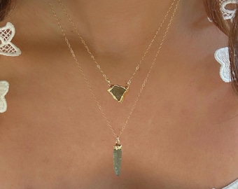 Moldevite Gold Necklace // Authentic Moldevite Necklace // Moldevite Anti-Tarnish Waterproof Necklace //